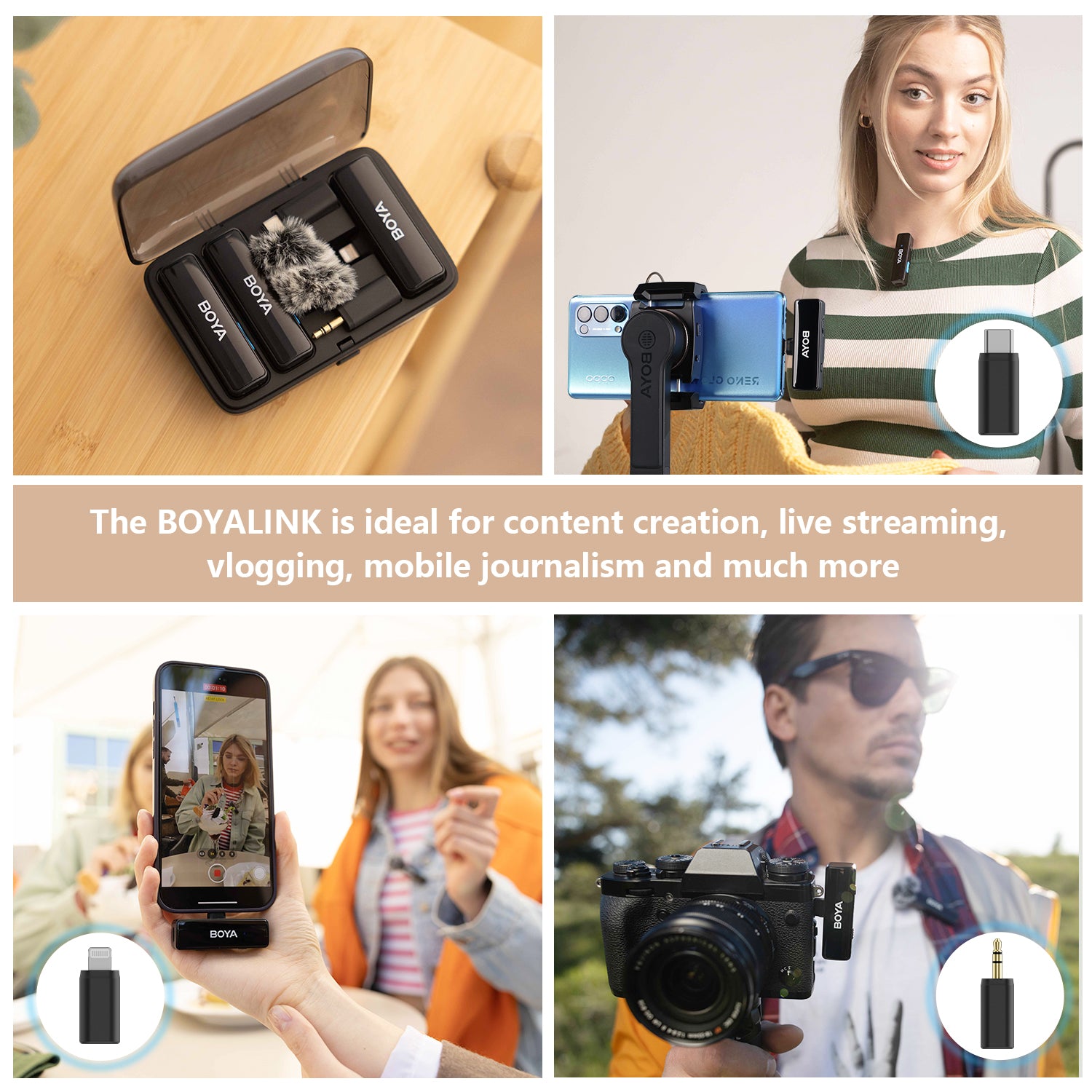 BOYALINK Wireless Lavalier Microphone for Smartphone Camera